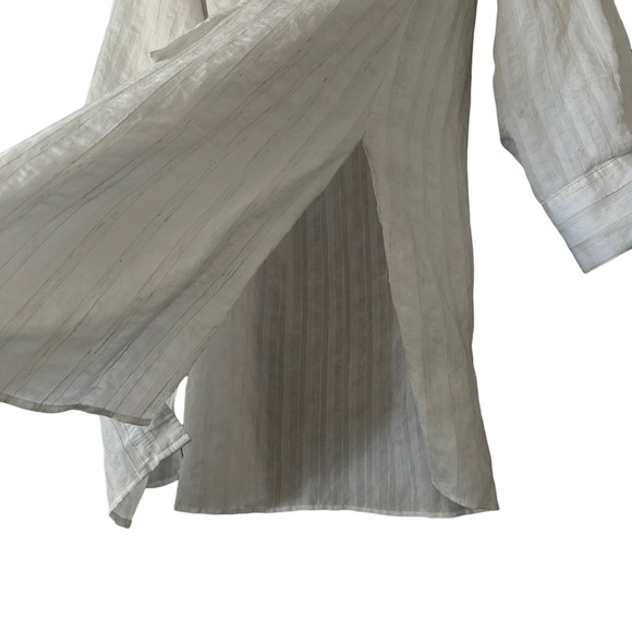 Zara | Tie Front Striped Button Front Tunic Top Size M - Picture 4 of 10